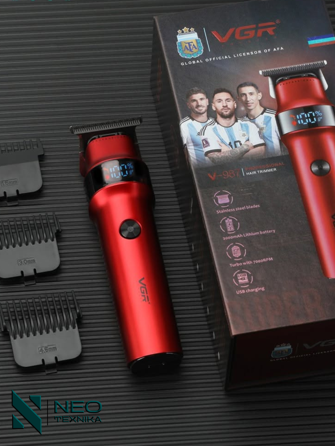 Машинка для стрижки VGR V-987, питание от USB, нержавеющая сталь — фото 1