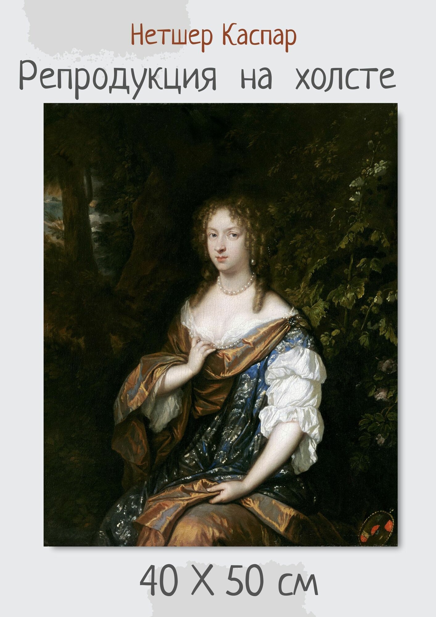 Нетшер Каспар "Алида де Ланге, жена Яна Раммельмана". Картина 50х40