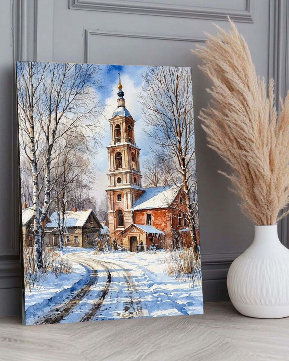 Картина на стену для интерьера 40х50 см "Колокольня" холст на подрамнике, InterHobby