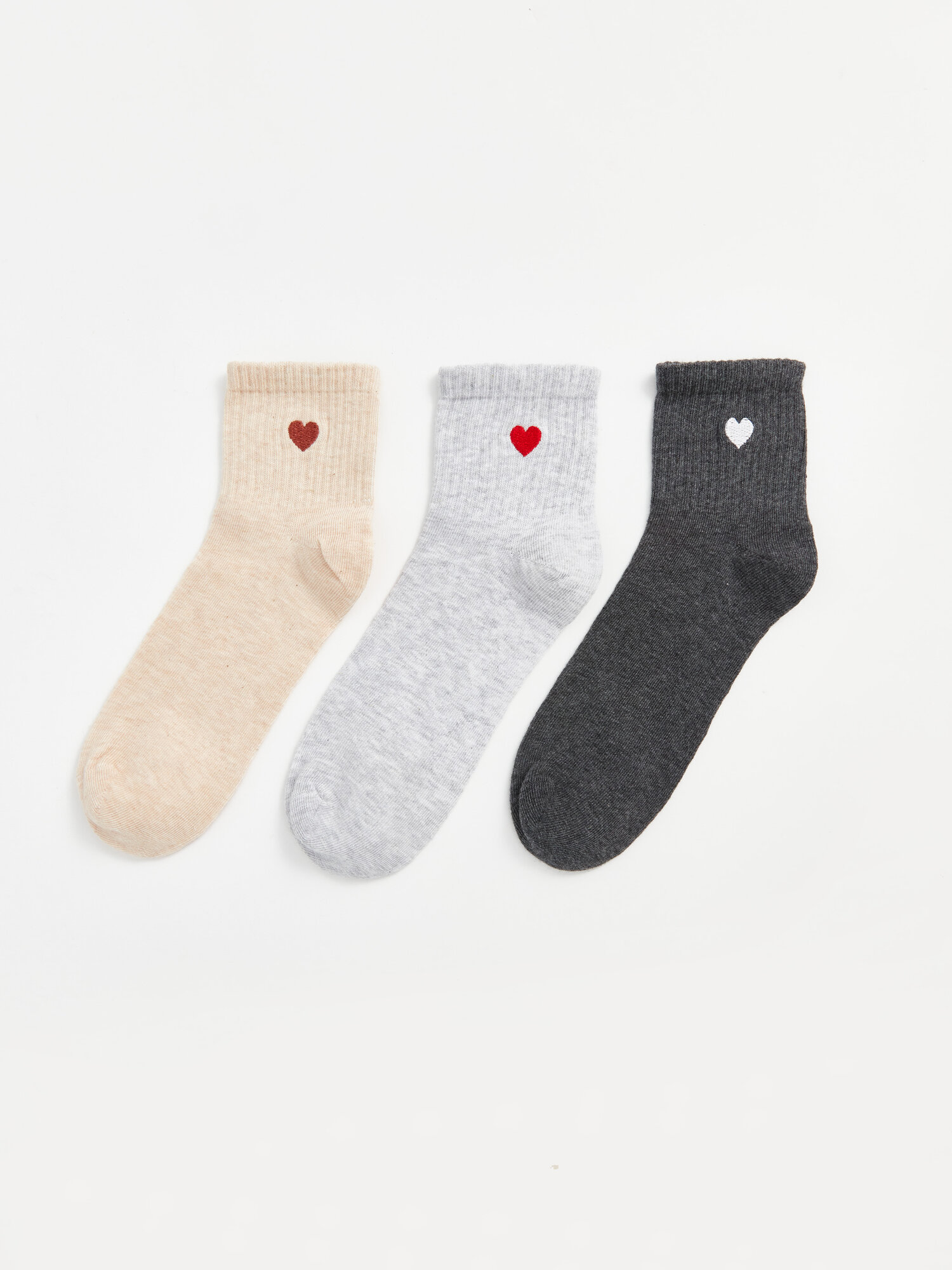 Носки LC Waikiki, комплект, 3 пары, размер 36-38, beige melange