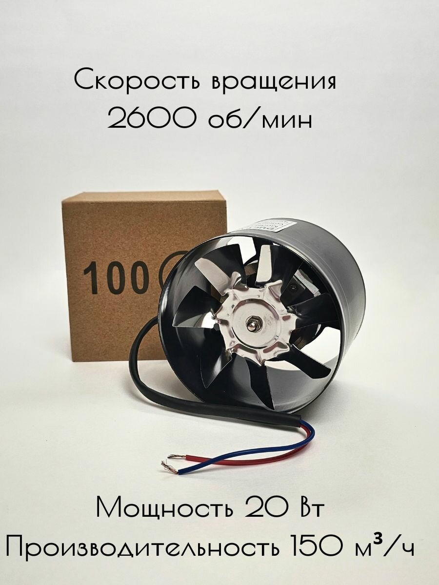 Канальный вентилятор 100 мм вытяжной круглый, приточный осевой железный