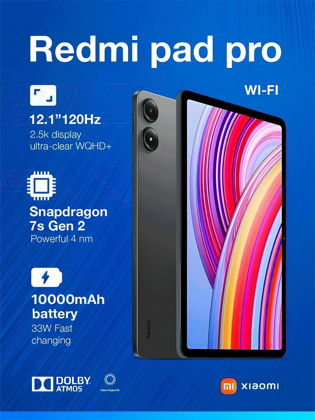 Планшет Xiaomi Redmi Pad Pro WI-FI 6Гб 128Гб, 12.1" 2.5К дисплей 120Гц, 33Вт быстрая зарядка
