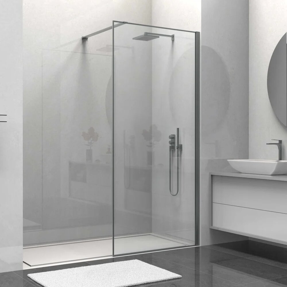 Душевая перегородка Walk-In VSW-1HS100CLGM 1000*2000 вороненая сталь стекло прозрачное