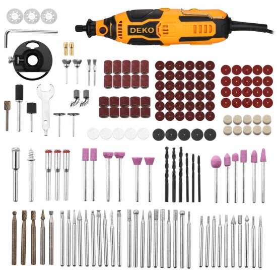Электрический гравер Deko ZKRT200 с рег. скорости 200 Вт + набор акс. 175 шт (081-1003)