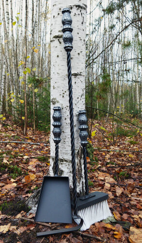 Изображение товара Маленький набор для камина, печи (совок, щетка, кочерга)