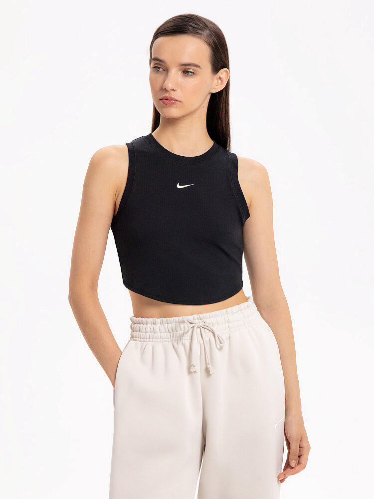 Майка-слинг NIKE Sportswear Cropped Mini-Rib Tank Top размер 42-44 черный