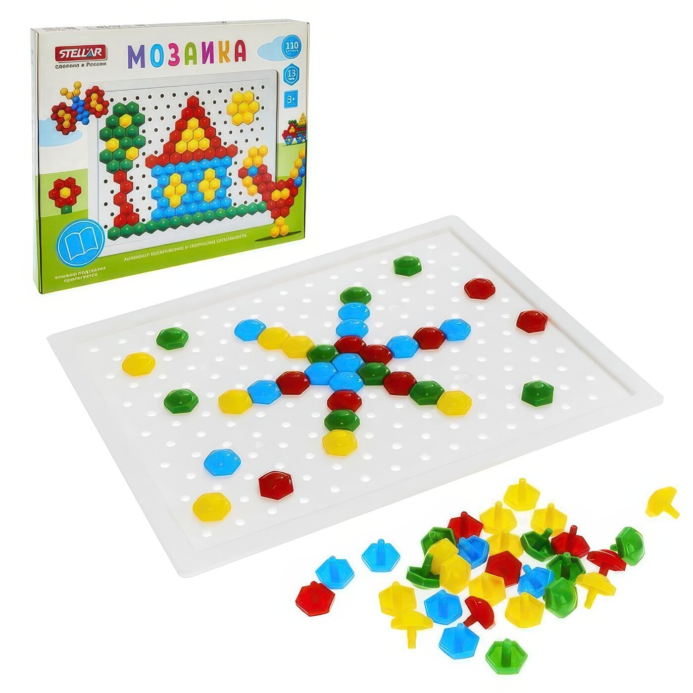 Мозаика Stellar 110 деталей диаметр 13мм для развития моторики детей от 3 лет