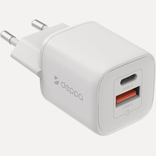 Изображение товара Сетевое зарядное устройство Deppa 33Вт, USB-C + USB-A, GaN, белый (11475)