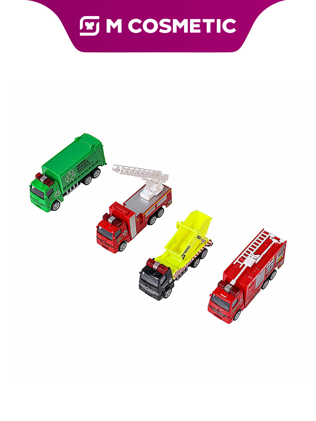 Машинка "Городская техника", масштаб 1:55, металл, в ассортименте, 4 шт