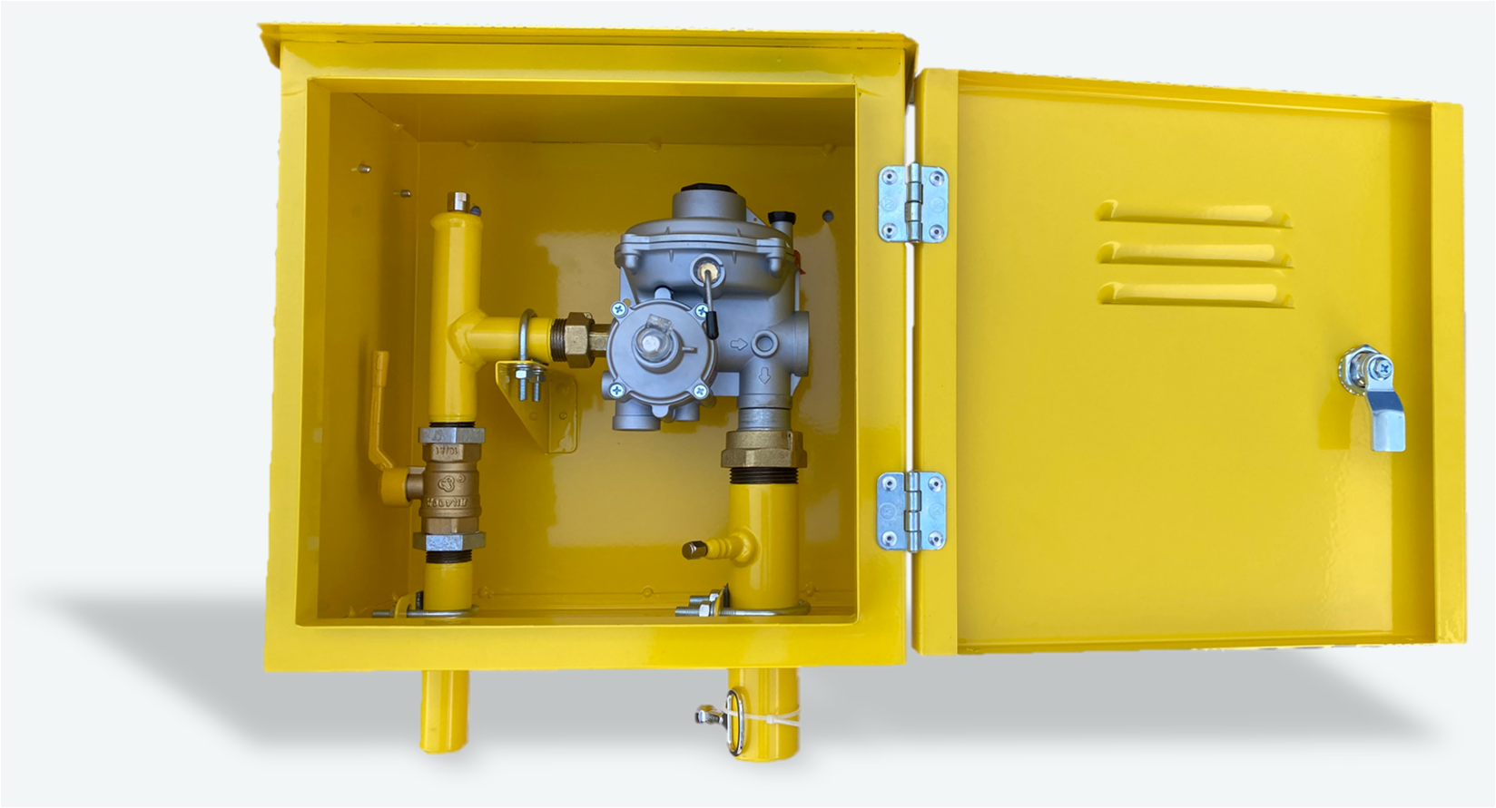 Домовой регуляторный пункт учёта расхода газа волга-газ ДРП-1 исполнение 1 желтый 25 м3/ч