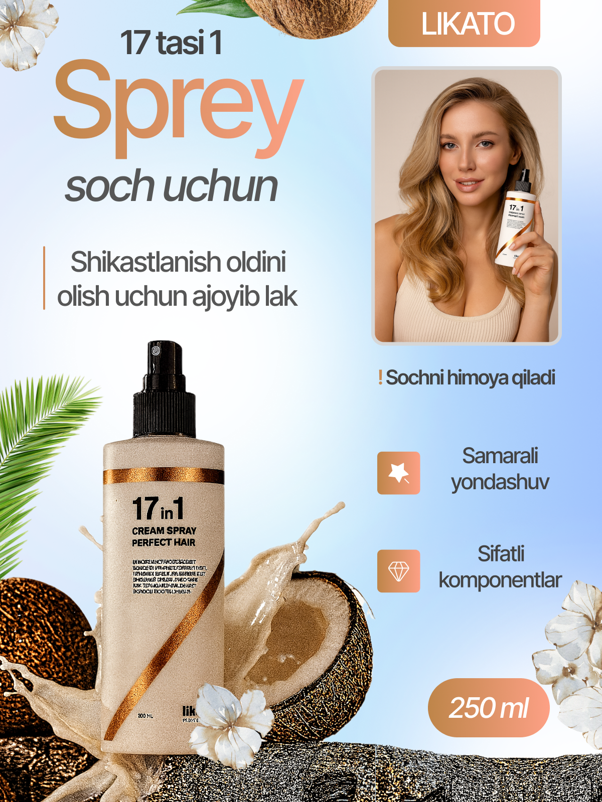 Likato Спрей 17 в 1 — универсальный уход для ваших волос! 250 ml,