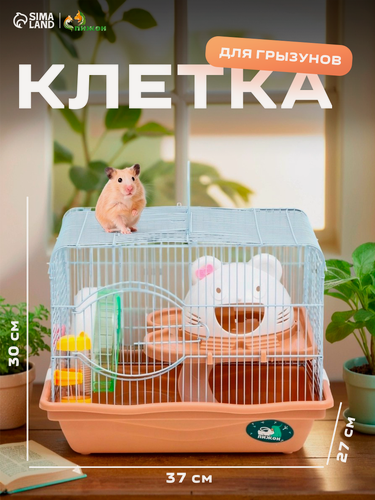 Изображение товара Клетка для грызунов "Пижон", с наполнением 37 х 27 х 30 см, коричневая