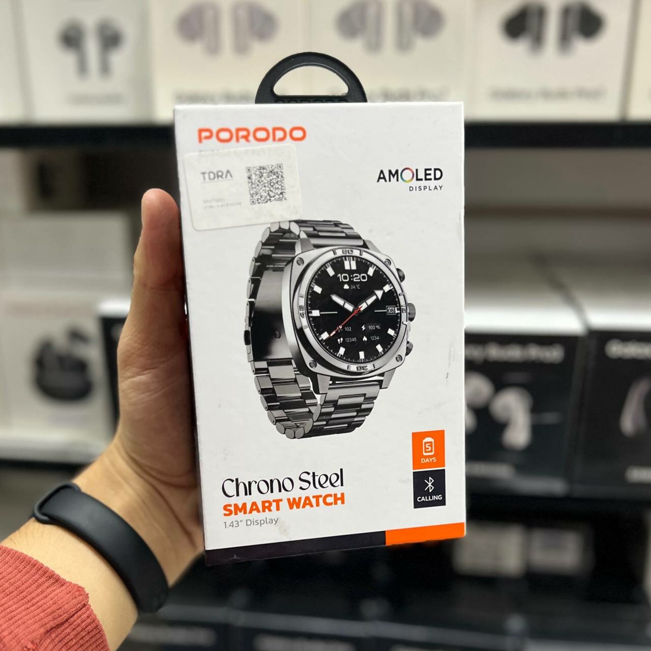 Смарт-часы Porodo Chrono Steel AMOLED, 1.43″, Bluetooth-звонки, стальной корпус