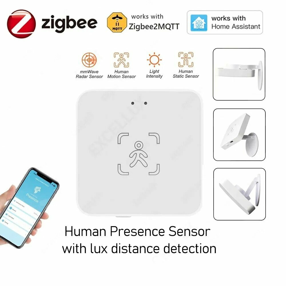 Умный Zigbee 3.0 датчик света и движения, MmWave Радар Датчик присутствия человеческого тела
