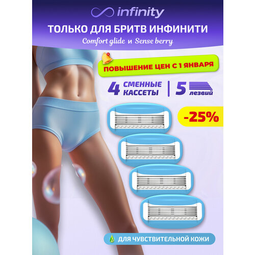 Кассеты для бритья женские сменные с 5 лезвиями 4 шт ComfortGlide 595₽