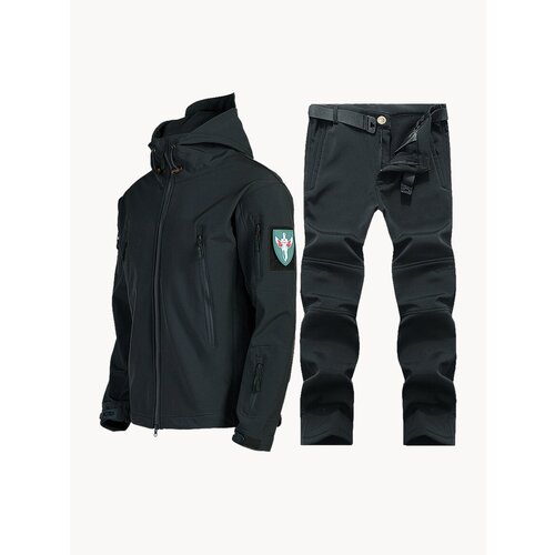 Куртка Soft Shell, мужская, осенне-зимняя, водонепроницаемая, ветрозащитная, черная