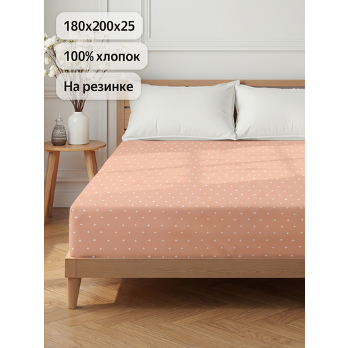 фото Простыня василиса на резинке 180х200х25 см, перкаль, хлопок 100%, дольче вита