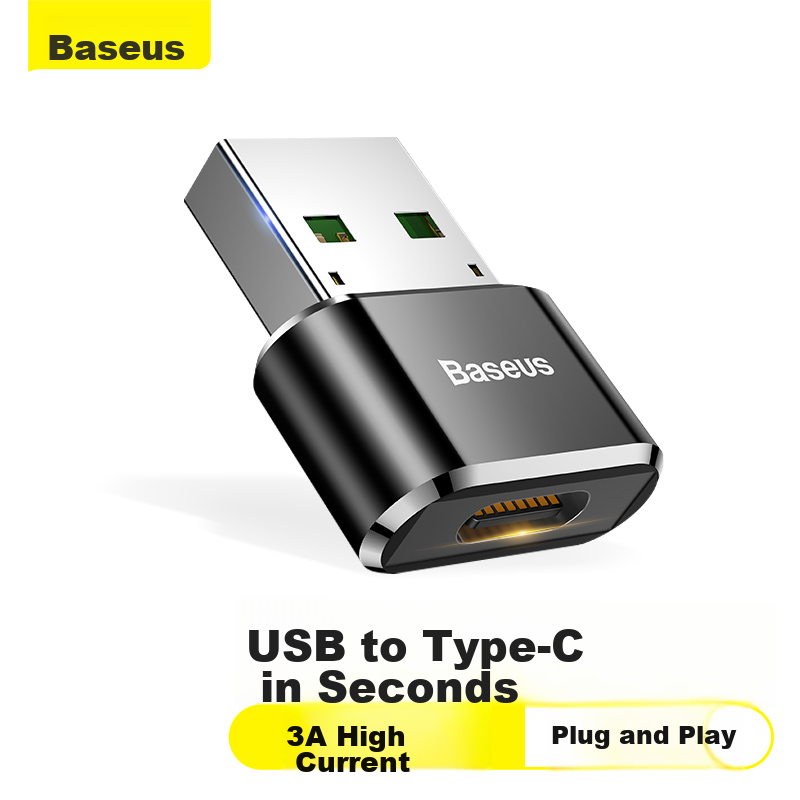 Baseus USB to Type-C Adapter, Computer USB Male to Type-C Female Interface Fast Charging Data Converter, Suitable for Huawei Laptops, Xiaomi Phones, And Chargers