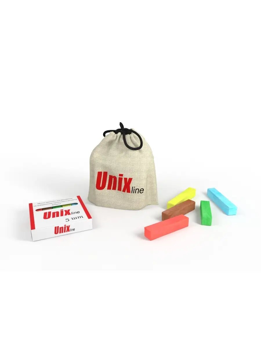 Мелки для рисования на батуте UNIX Line, 5 шт. (цвета: белый, красный, желтый, синий, зеленый) UNIXLINE