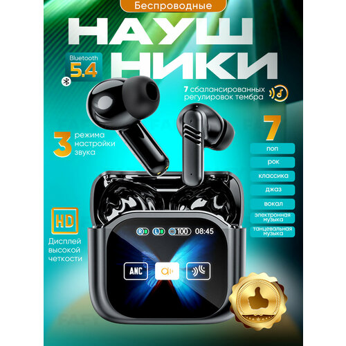 Беспроводные наушники с дисплеем наушники игровые блютуз наушники с микрофоном ANCENC шумоподавлением Чёрный 181800₽