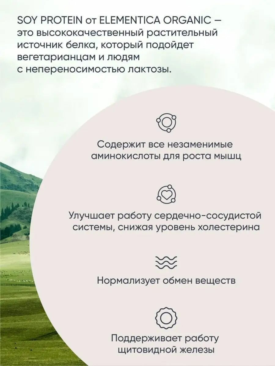 Соевый протеин Elementica Organic, фисташковый десерт, 900 г — фото 1