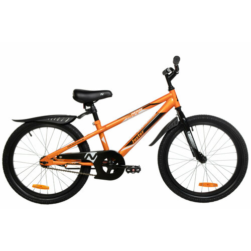 Велосипед Novatrack Juster 20 (2023), стальная рама, на рост 115-130 см, оранжевый