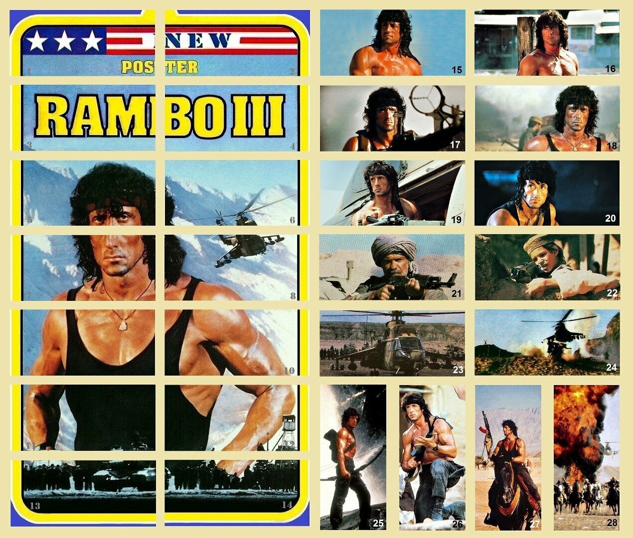 Наклейки Вкладыши Sylvester Stallone Рэмбо Rambo 3 Сильвестр Сталлоне Актеры фильмы-боевики из жвачек 90х