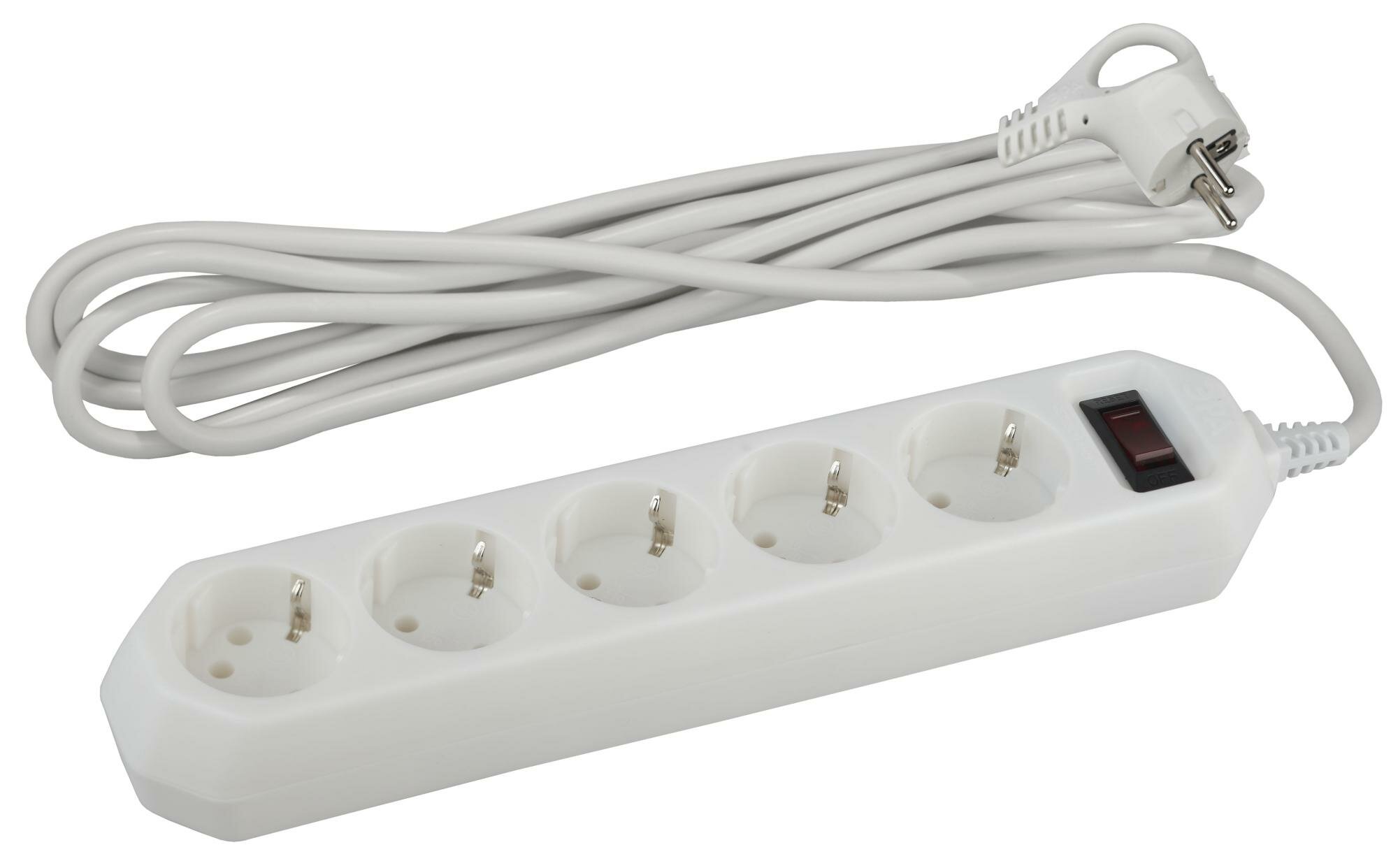 ЭРА USF-5es-3m-W Белый Сетевой фильтр базовая защита, с заземлением, с выкл, 5гн, 3м, ПВС, 10А, Б0019033