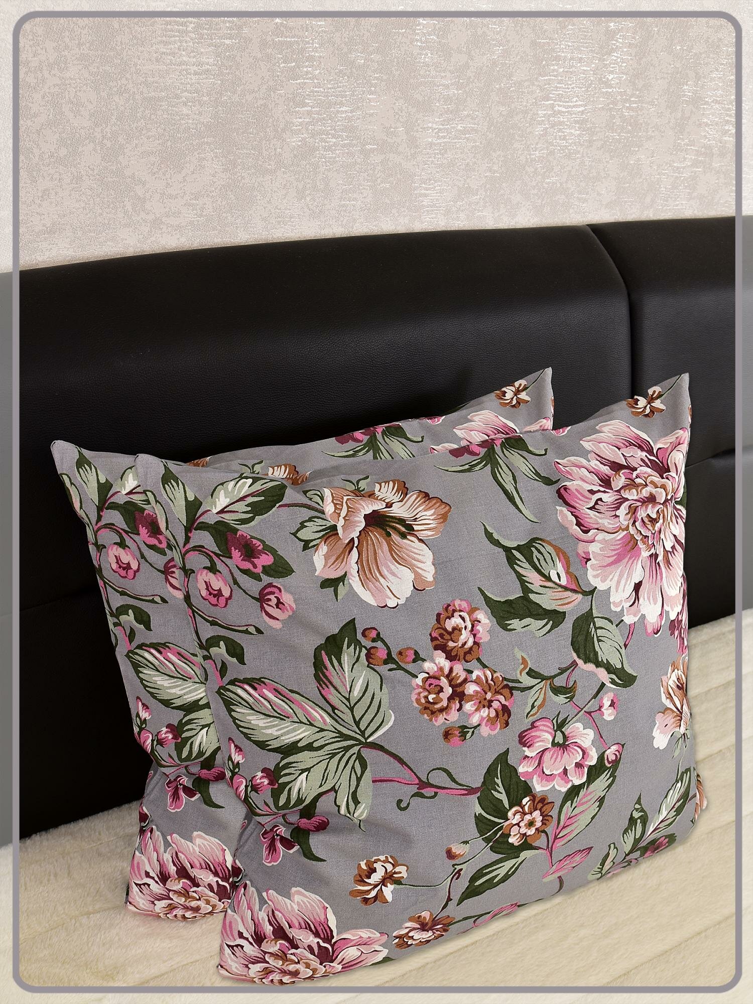 Наволочки Шуйская бязь Роза серая 21201-1 2 шт. 50x50