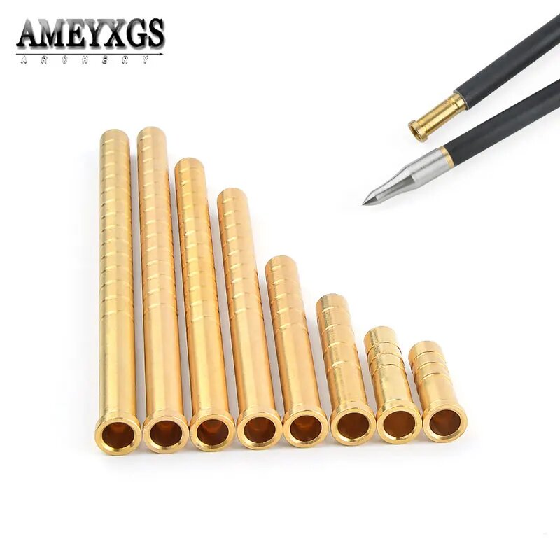 6/12 шт. вставка для стрелы для стрельбы из лука 38/50/100/150/200/250/300 зернистая латунь материал для ID 62 мм карбоновый вал стрелы лук стрельба охота