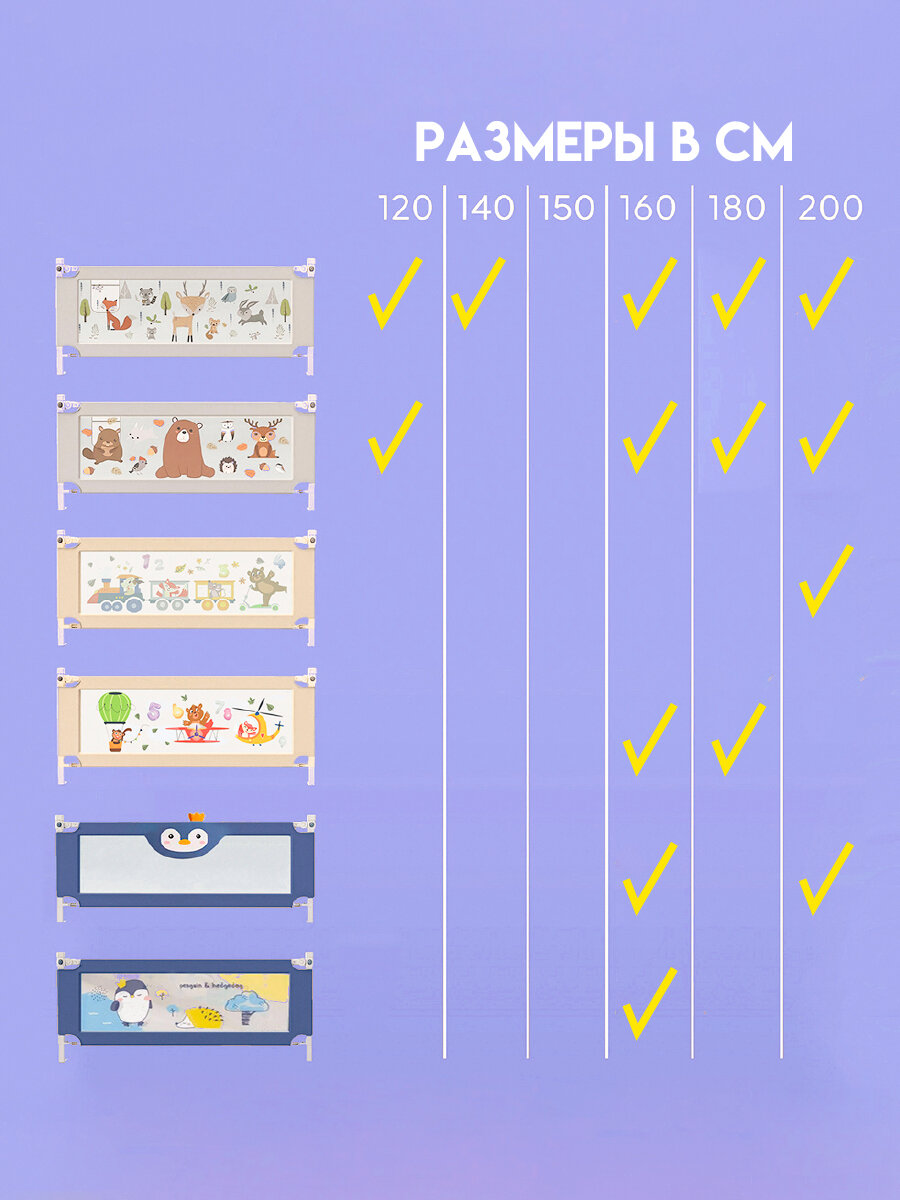 Защитный барьер для кровати 160 см, 1 шт детское ограждение CINLANKIDS — фото 1