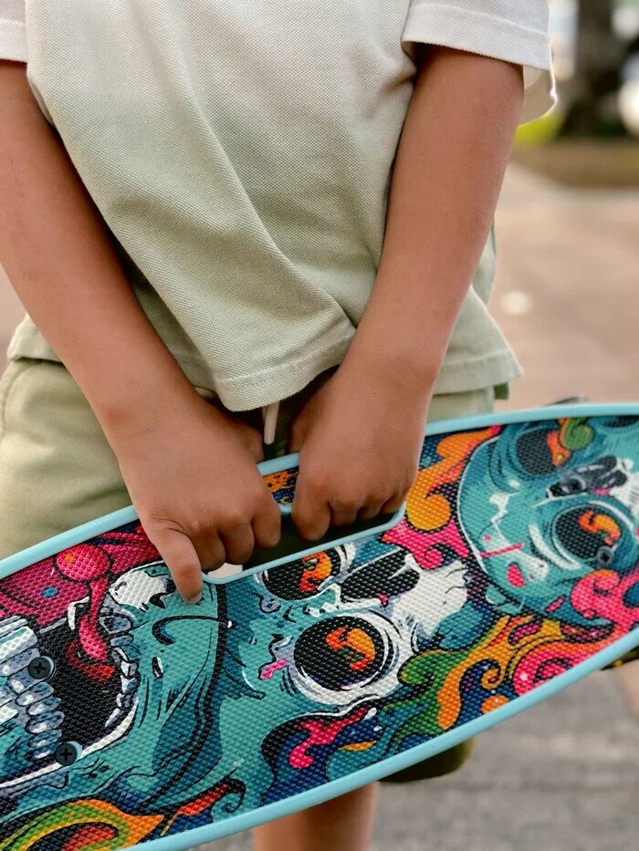 Скейтборды Xiaomi Пенни-борд Saimaa Graffity, мини-круизер, светящиеся колёса, чёрный/голубой