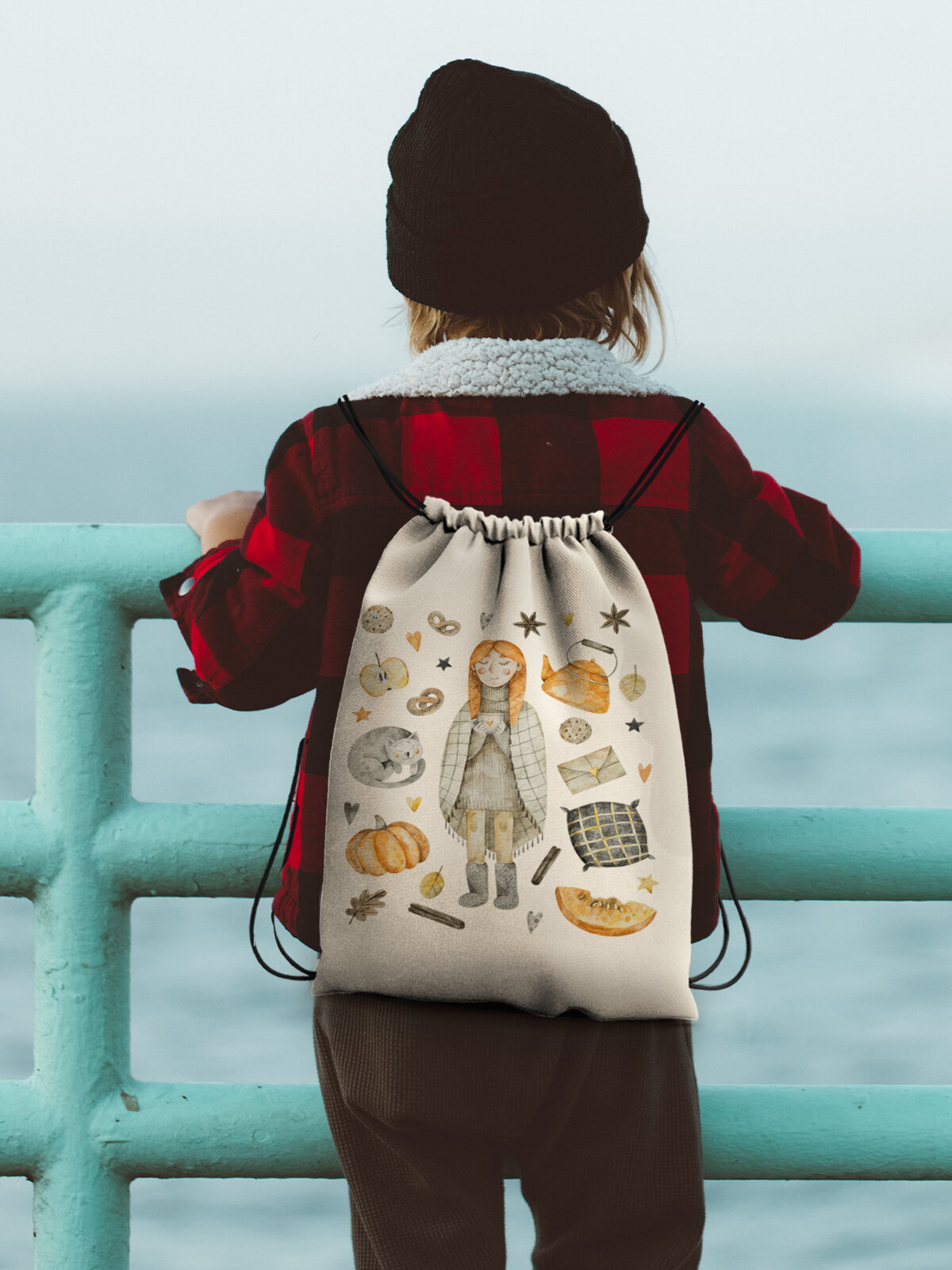 Сумка для сменной обуви Gerasim "Золотая осень ", эко-ткань хлопок/полиэфир, 38х29х6 см