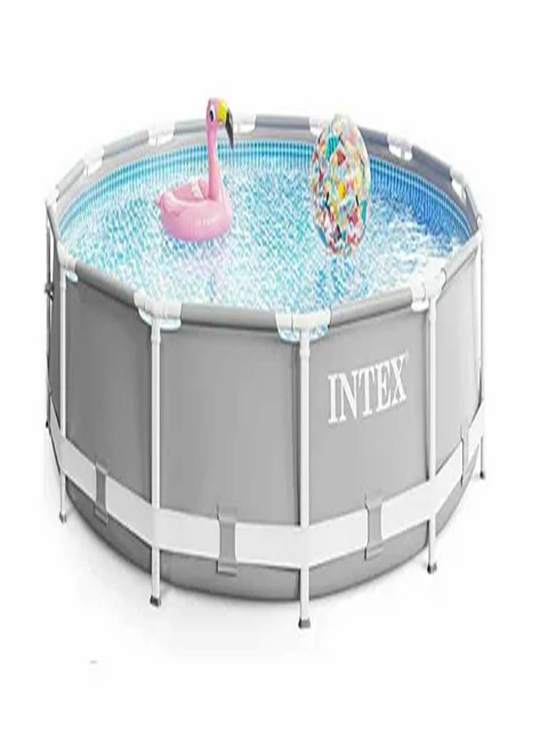 Бассейн Intex Prism Frame 305, каркасный, дно жесткое, до 12 чел, 4485л, серый