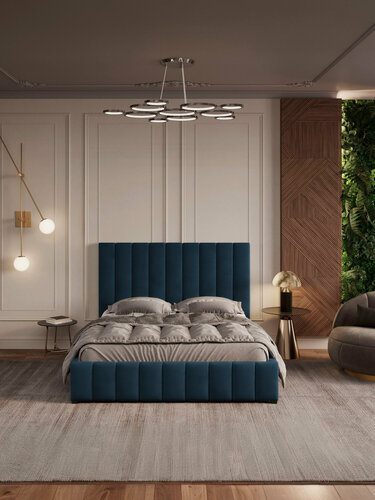 Изображение товара Микс Интерьер кровать Милан 200х200 с подъемным механизмом двуспальная, с мягким изголовьем для дома и спальни, ортопедическое основание, ящик для белья