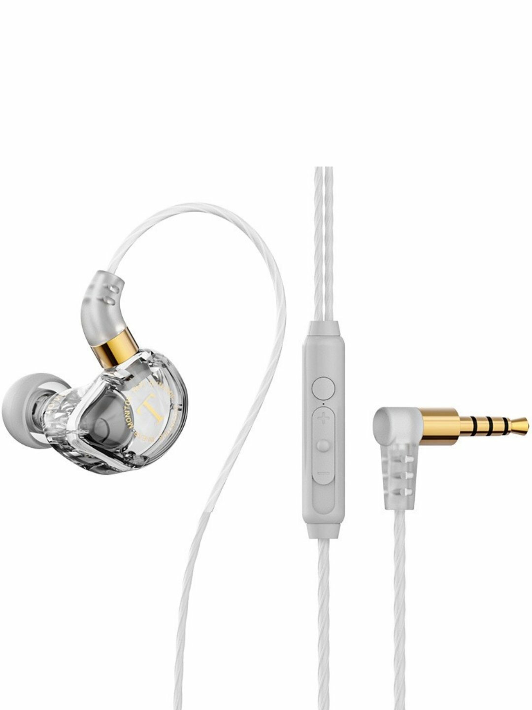 Наушники, проводные, крепление за ухо, для телефона и ноутбука IEM aux 3.5m с микрофоном