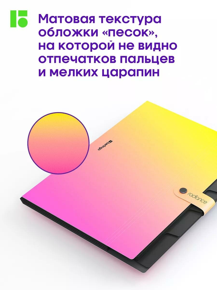 Папка для документов на кнопке 5 отделений Berlingo Radiance А4, 600мкм, желтый/розовый градиент — фото 1