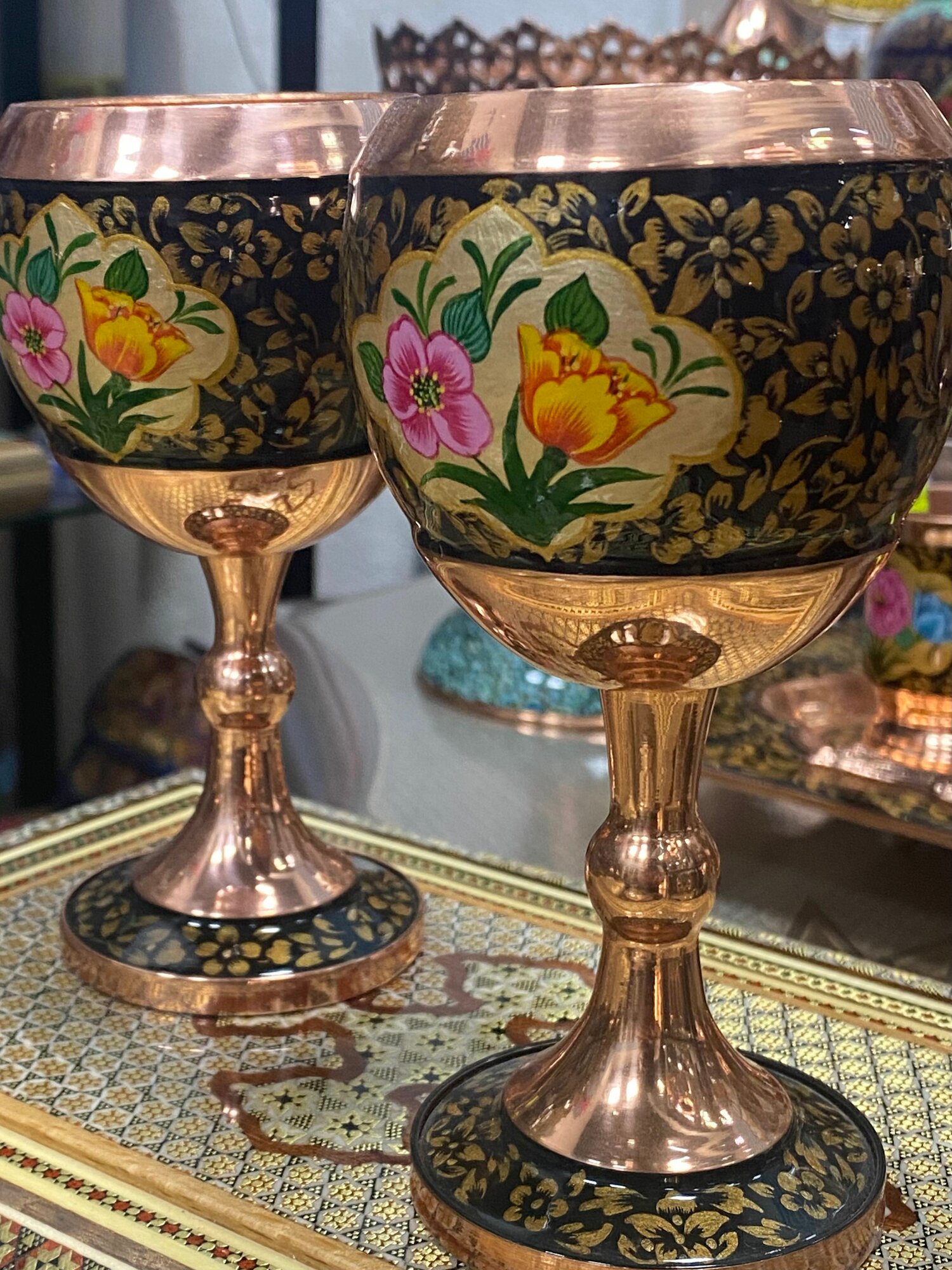 Бокал "Большой Ташир", ручная работа, медь, 150мл, золотой/черный — фото 1