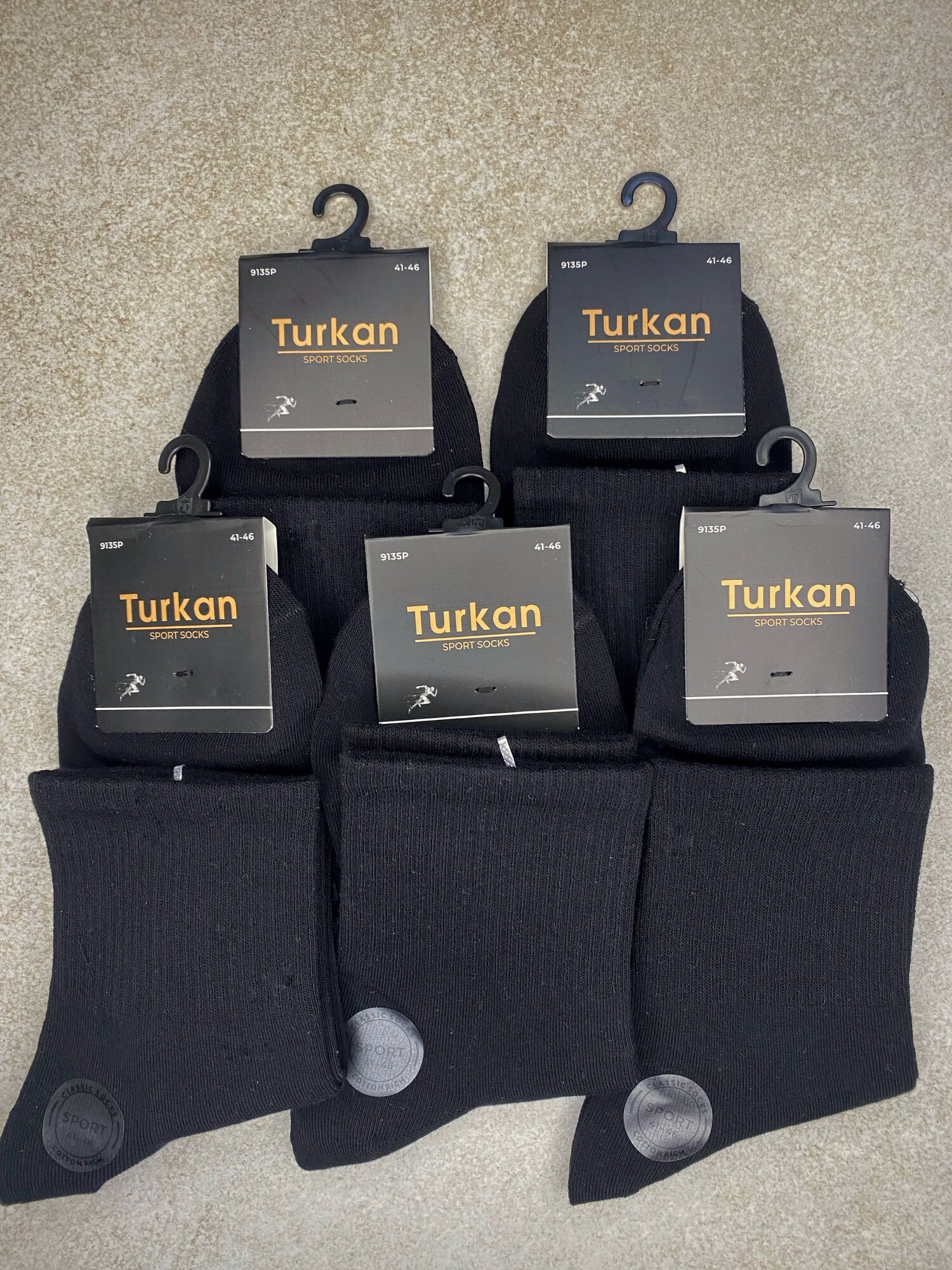 Носки Turkan Sport, комплект, 5 пар, размер 41-46, черный