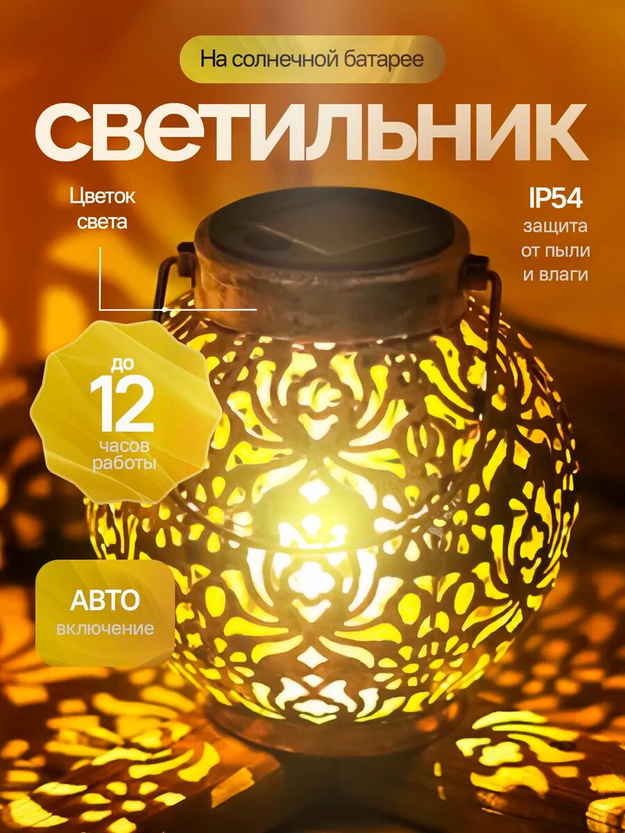 Светильник уличный черный на солнечной батарее 