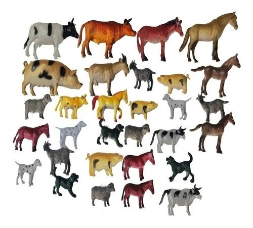 Набор игрушечных животных Нет бренда "Ферма", для проектора, 12 шт. — фото 1