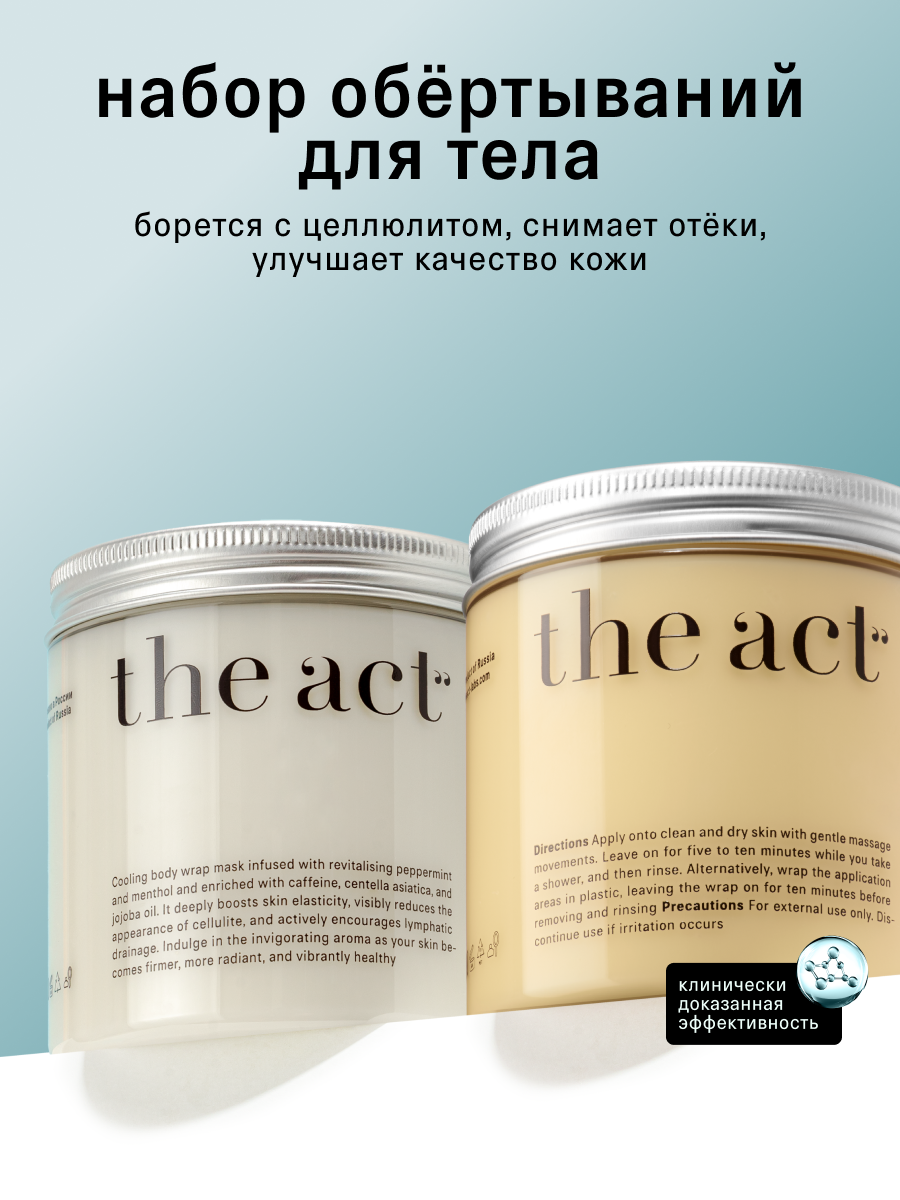 Набор антицеллюлитное обертывание для тела горячее и холодное The Act, 2 шт