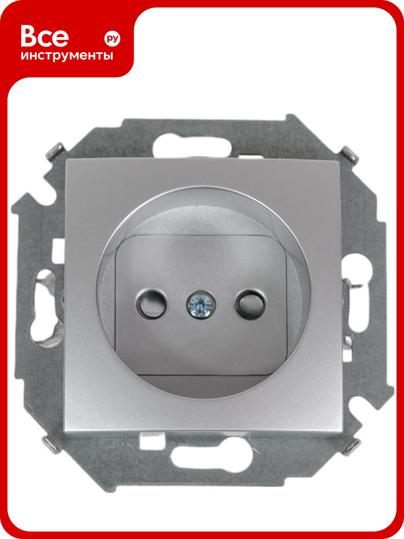 Розетка Simon без заземления со шторками  16А  250В  винтовой зажим  алюминий 1591444 033