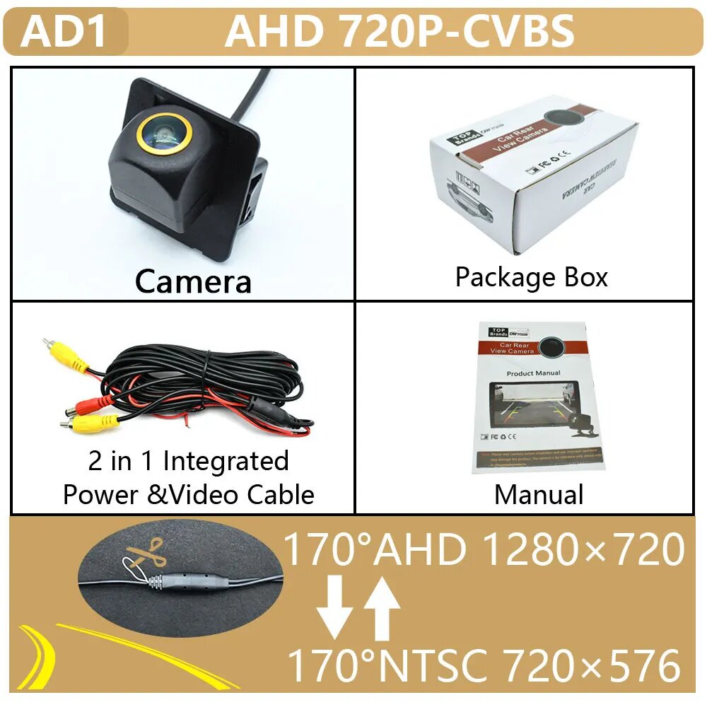 Автомобиль AHD 1080P 170 ° Автомобильная камера заднего вида с золотым объективом для Cadillac SRX 2010 2011 2012 2013 2014 2015 2016, монитор заднего вида, AHD 720 Dynamic