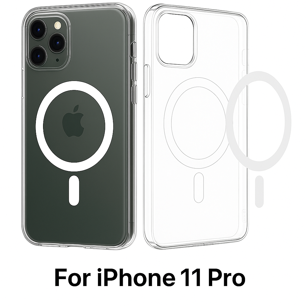 Чехол Magsafe для Iphone 11 pro прозрачный тонкий хрусталь, ударопрочный