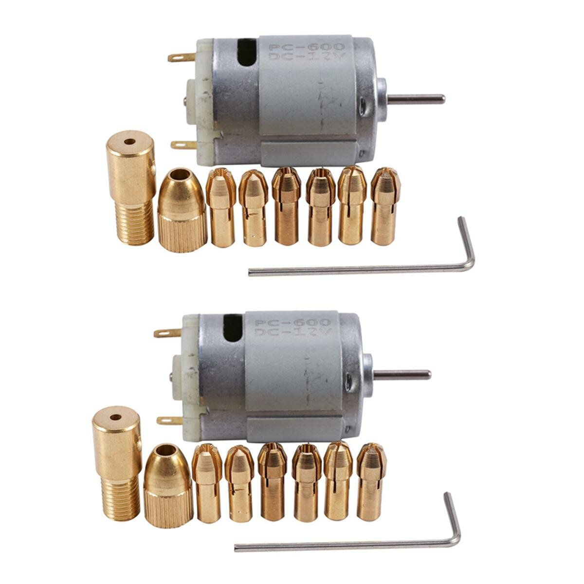 ZOROOM 2Pc DC 12V 500Ma Mirco Motor с 6Pcs 0.5-3.2mm Drill Cunt Electric Tool Set