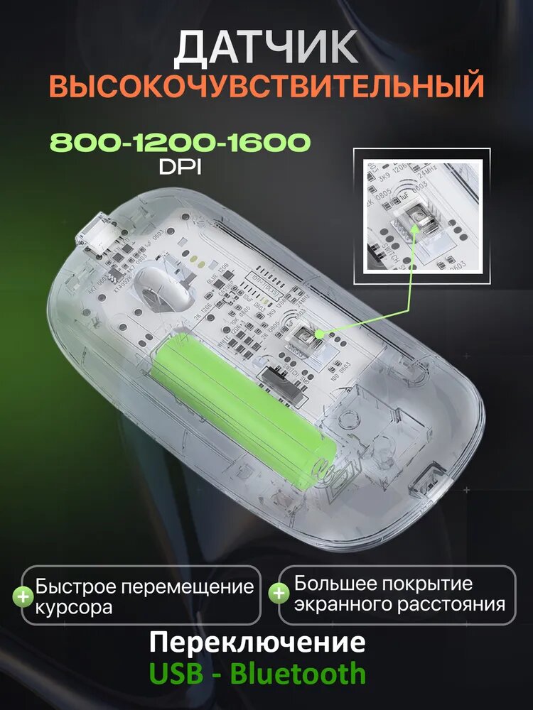 Мышь беспроводная мышь беспроводная аккумуляторная Bluetooth мышь компьютерная бесшумная мыши для ноутбука пк,1600DPI, белый — фото 1