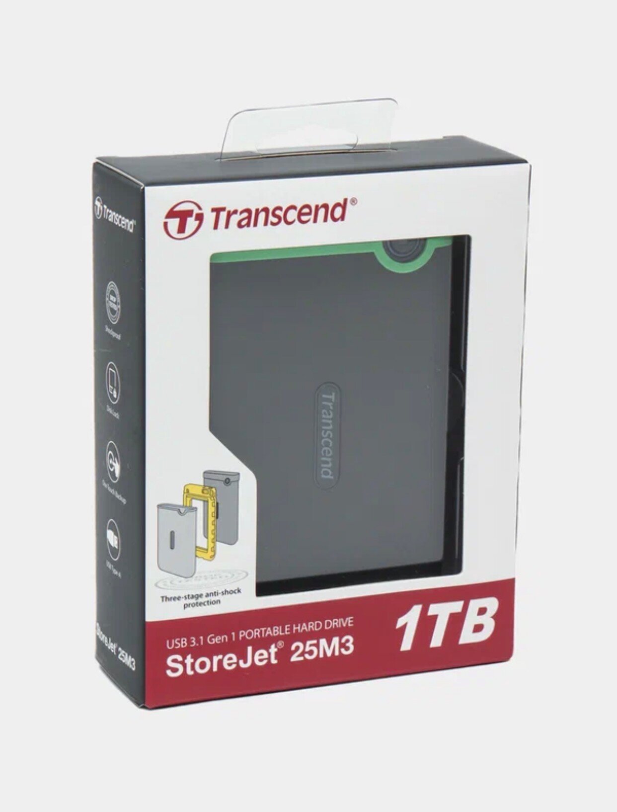 Внешний жесткий диск Transcend 1TB "StoreJet" 25M3, 1ТБ, форм-фактор 2,5", USB 3.1