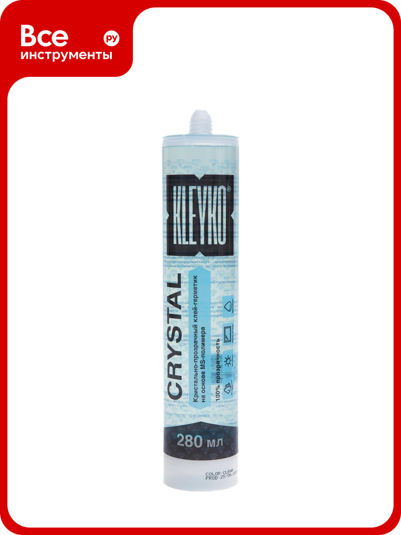 Кристально-прозрачный клей-герметик KLEYKO на основе MS полимера 280 мл CRYSTAL