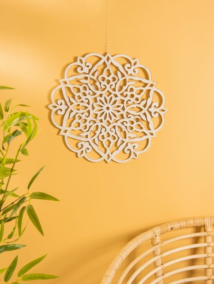 Панно Мандала , 40 40 1 см, МДФ, бежевое